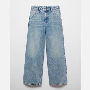 Mango Wide Leg Mid Rise Jeans in Medium Vintage Blue Size 10